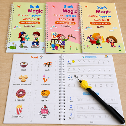 Kidscribe™- Sank Magic Reusable Practice Copybook Set Combo For Kids
