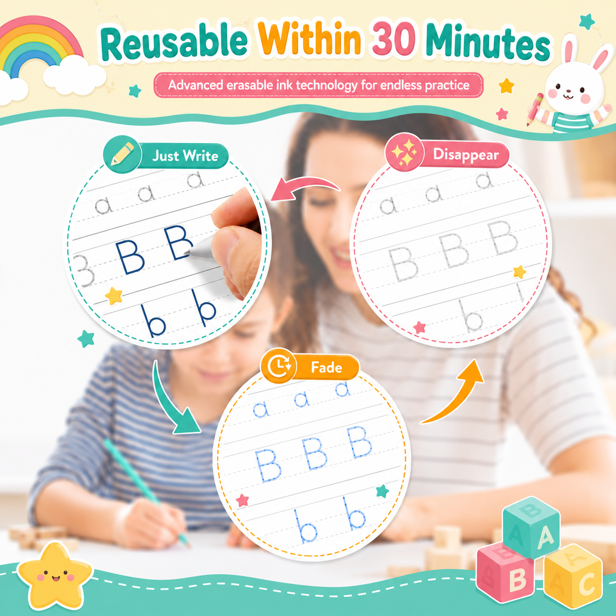 Kidscribe™- Sank Magic Reusable Practice Copybook Set Combo For Kids