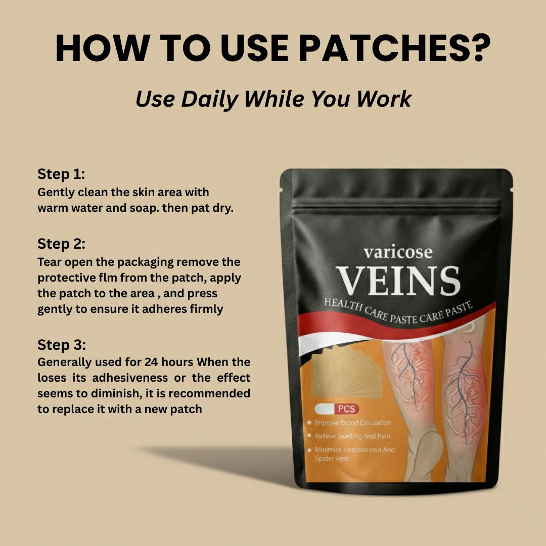KENKO™ | 12Pcs | Herbal Spider & Varicose Vein Patches | Natural Relief for Swelling, Tired Legs & Vein Support