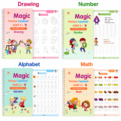 Kidscribe™- Sank Magic Reusable Practice Copybook Set Combo For Kids